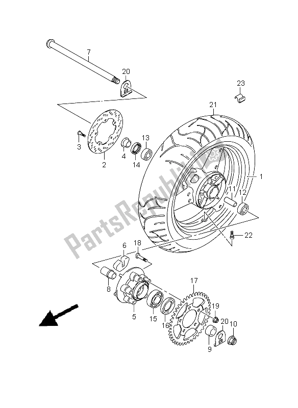 Tutte le parti per il Ruota Posteriore del Suzuki GSX 650F 2008