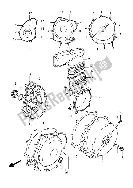 All parts for the Crankcase Cover of the Suzuki AN 650Z Burgman Executive 2015