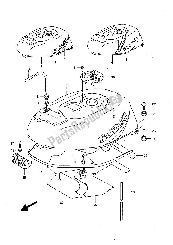 Toutes les pièces pour le Réservoir D'essence du Suzuki GSX R 1100 1991