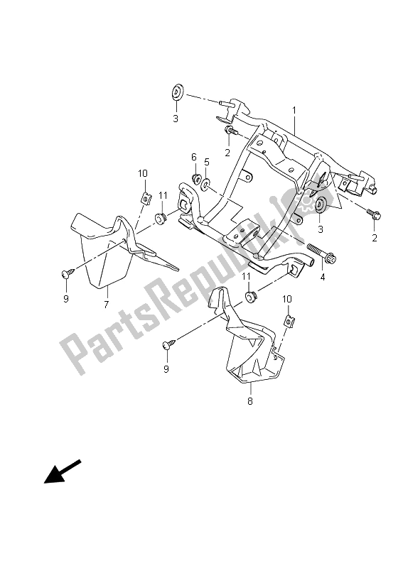 All parts for the Leg Shield Brace of the Suzuki UX 150 Sixteen 2008