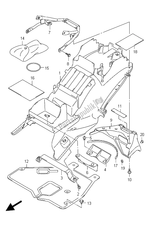 Tutte le parti per il Parafango Posteriore del Suzuki GSX 1300R Hayabusa 2012