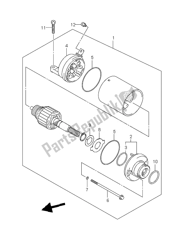 All parts for the Starting Motor of the Suzuki GSF 650 Nsnasa Bandit 2007