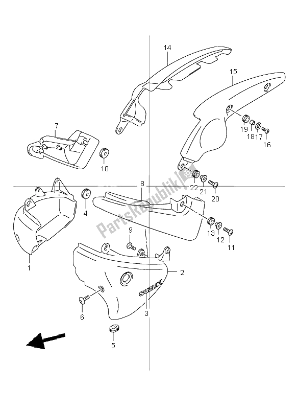 All parts for the Frame Cover of the Suzuki VL 125 Intruder 2004