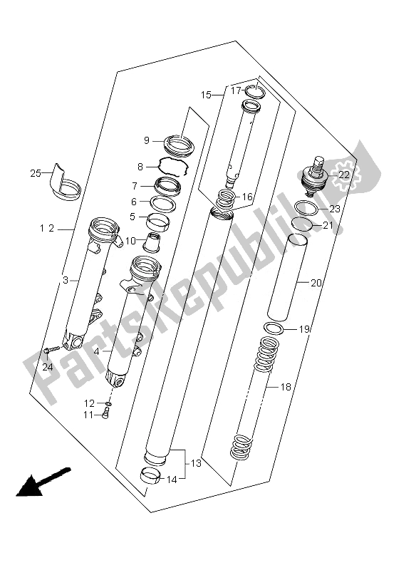 All parts for the Front Fork Damper of the Suzuki GSX 650 FA 2010