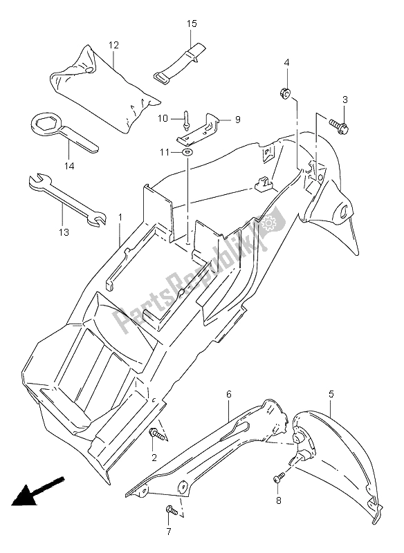 Tutte le parti per il Parafango Posteriore del Suzuki TL 1000S 1999