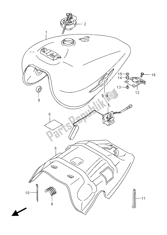 All parts for the Fuel Tank (vzr1800zuf E19) of the Suzuki VZR 1800 NZR M Intruder 2012