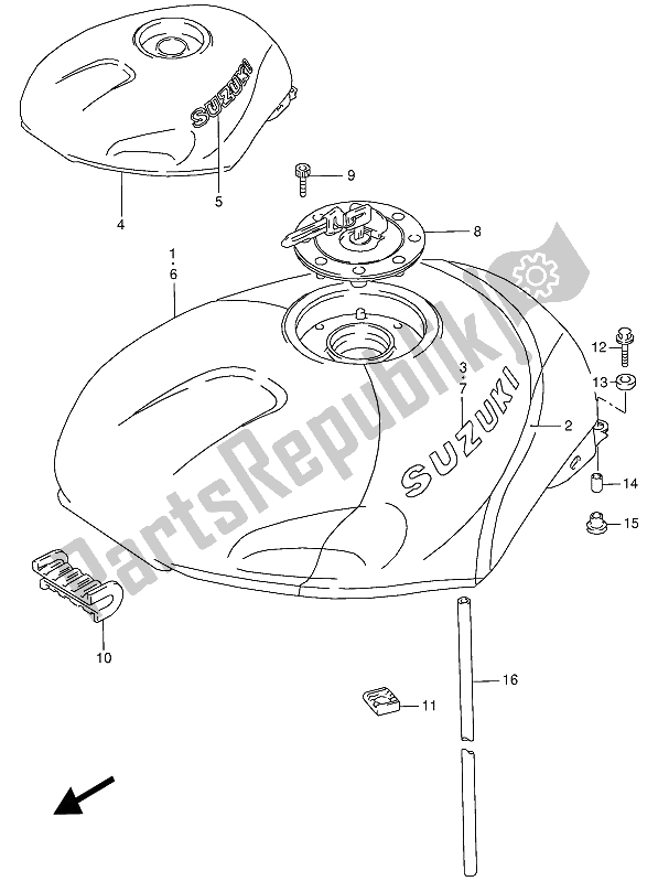 Todas las partes para Depósito De Combustible de Suzuki RG 125 FU Gamma 1992