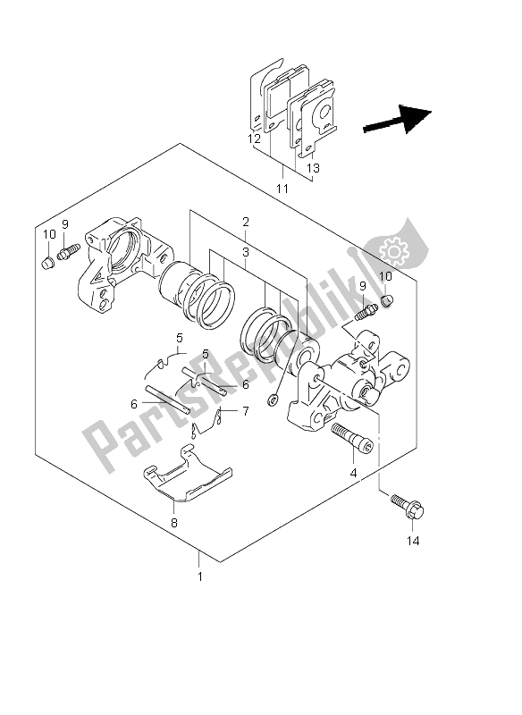 All parts for the Rear Caliper of the Suzuki GSF 600 NSZ Bandit 2004