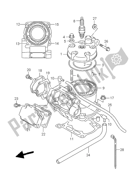 All parts for the Cylinder of the Suzuki RM 125 2007