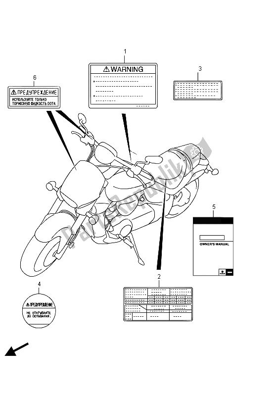 Todas las partes para Etiqueta (vzr1800uf E19) de Suzuki VZR 1800 BZ M Intruder 2015