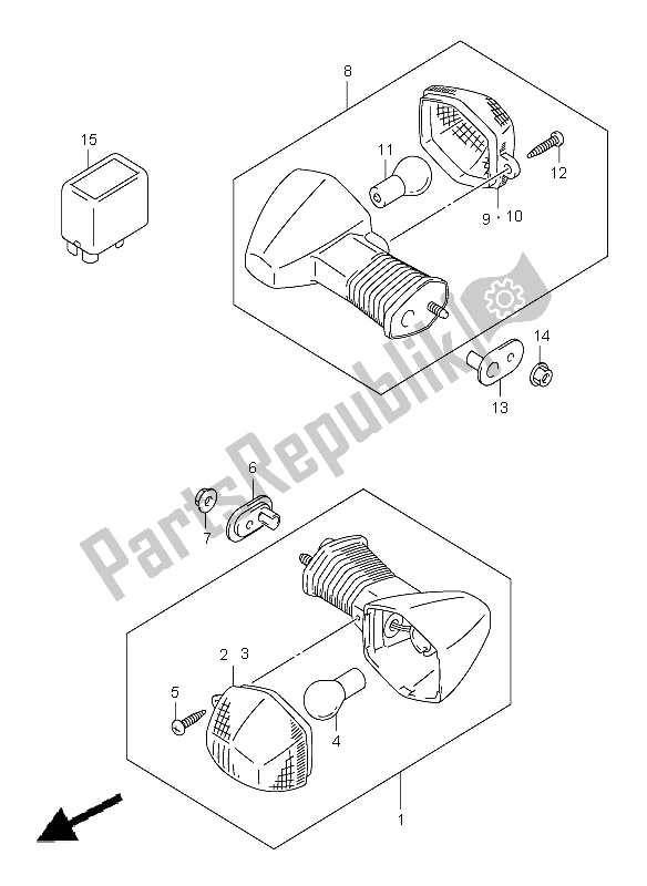 Alle onderdelen voor de Richtingaanwijzer Lamp van de Suzuki GSX R 600 2002