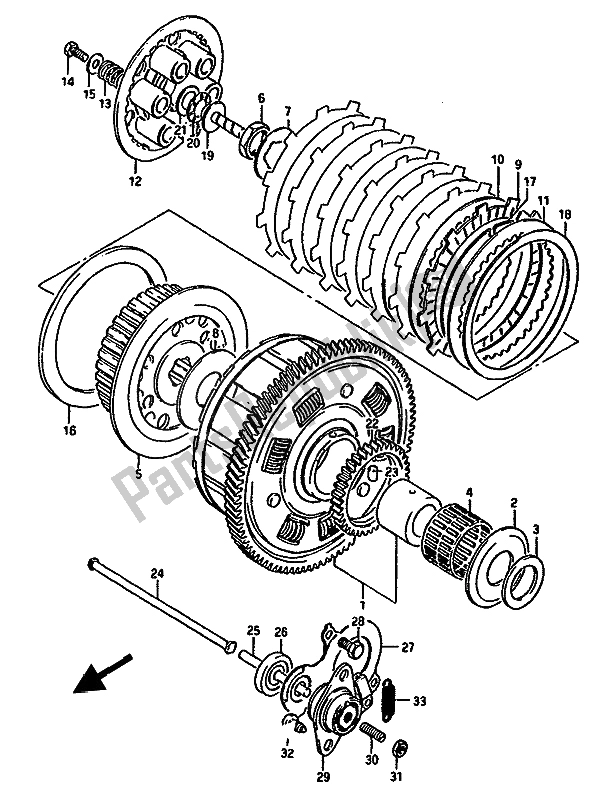 Tutte le parti per il Frizione del Suzuki GSX 550 1985