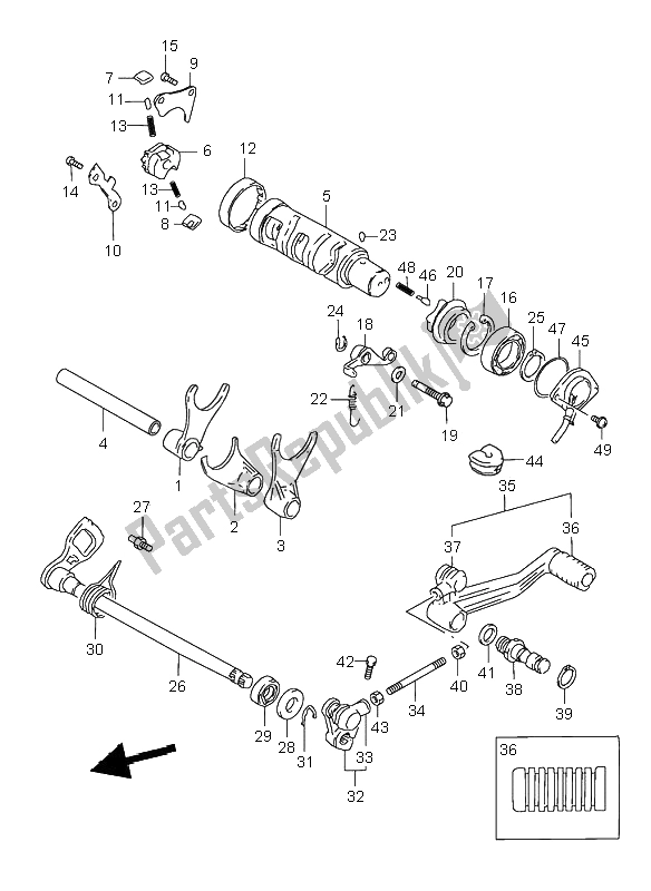 All parts for the Gear Shifting of the Suzuki GSX 750 2000