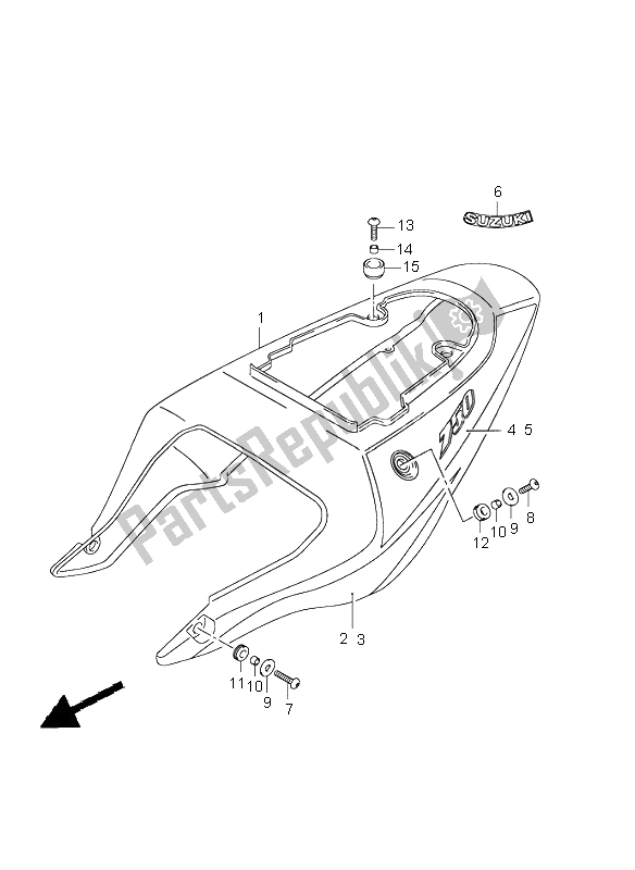 All parts for the Frame Cover of the Suzuki GSX R 750 2003