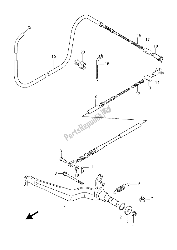 All parts for the Rear Brake of the Suzuki LT A 400 FZ Kingquad ASI 4X4 2015