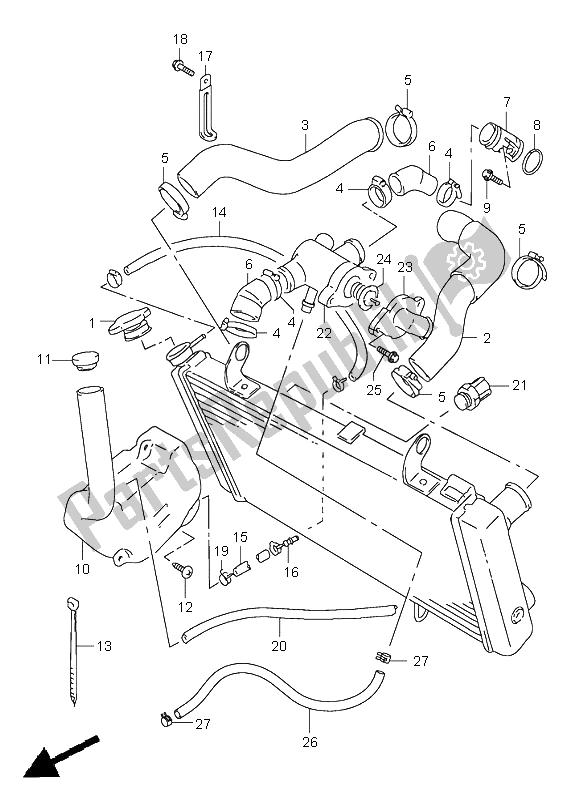 Tutte le parti per il Tubo Del Radiatore del Suzuki TL 1000S 1999