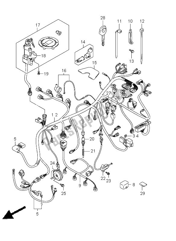 All parts for the Wiring Harness (gsf650s-sa-su-sua) of the Suzuki GSF 650 Nsnasa Bandit 2009