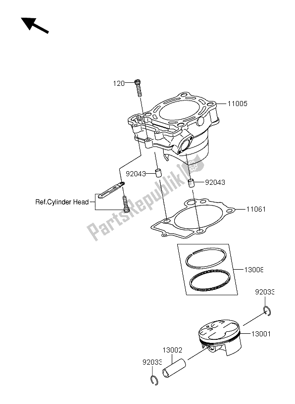 All parts for the Cylinder & Piston of the Suzuki RM Z 250 2004