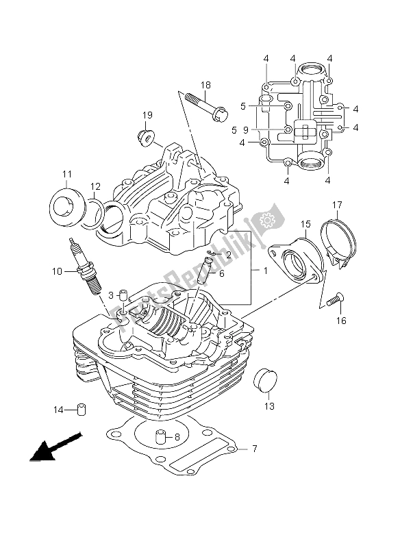 Tutte le parti per il Testata del Suzuki DR Z 125 SW LW 2008