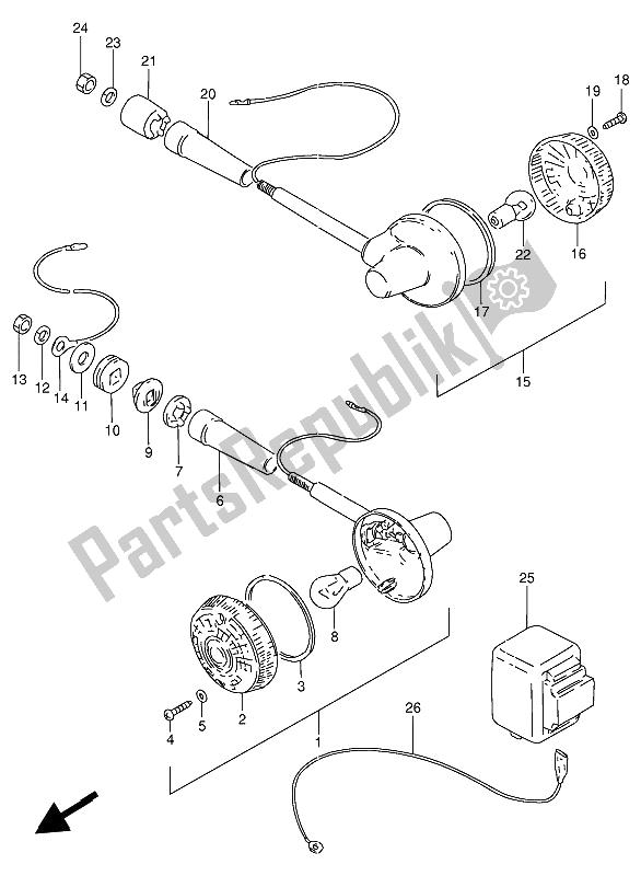 All parts for the Turn Signal Lamp (e22) of the Suzuki GN 250 1989