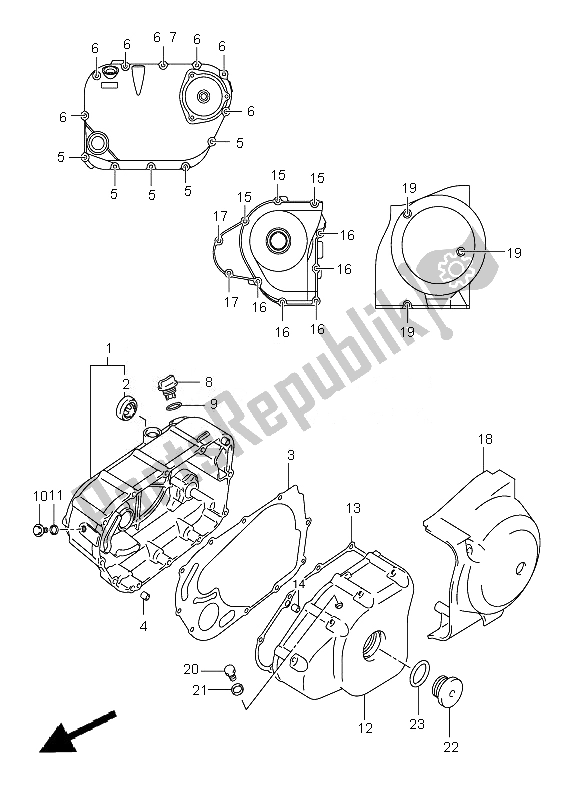 Tutte le parti per il Coperchio Del Carter del Suzuki VL 250 Intruder 2007