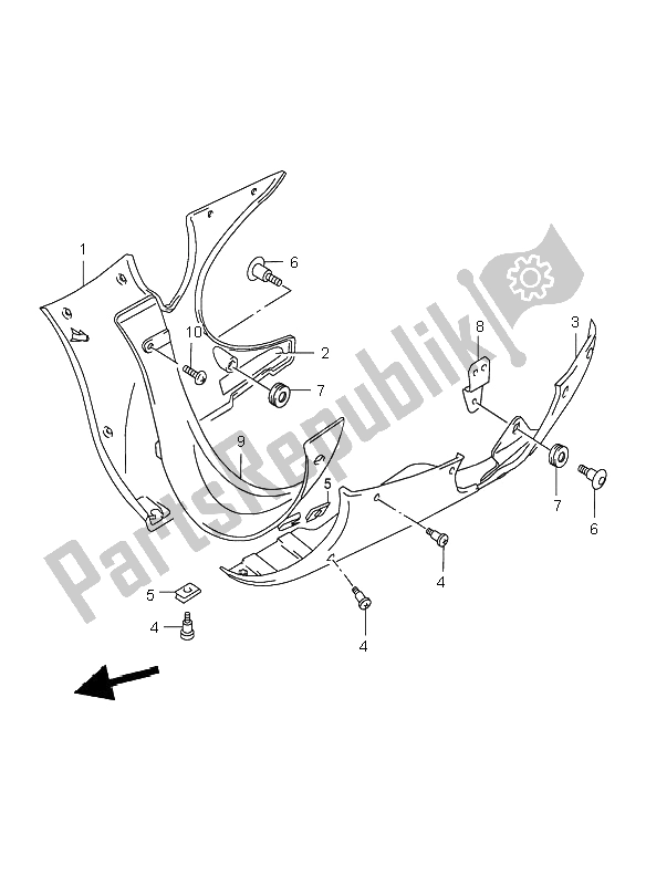 All parts for the Under Cowling of the Suzuki GSX 600F 2002