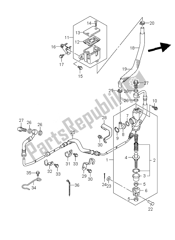 Alle onderdelen voor de Achterste Hoofdcilinder van de Suzuki VZR 1800 RZ M Intruder 2007