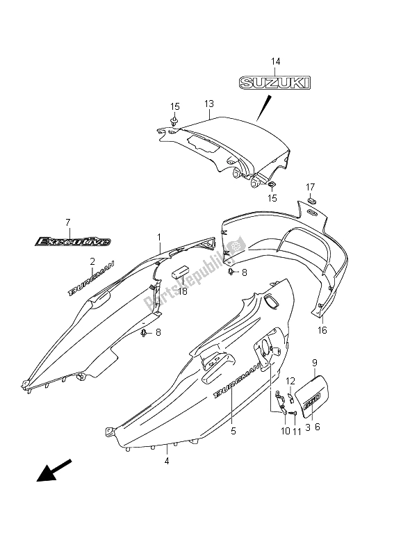 All parts for the Side Cover (an650a E51) of the Suzuki AN 650A Burgman Executive 2011