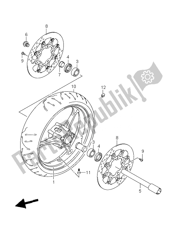 Toutes les pièces pour le Roue Avant du Suzuki GSX R 600 2007