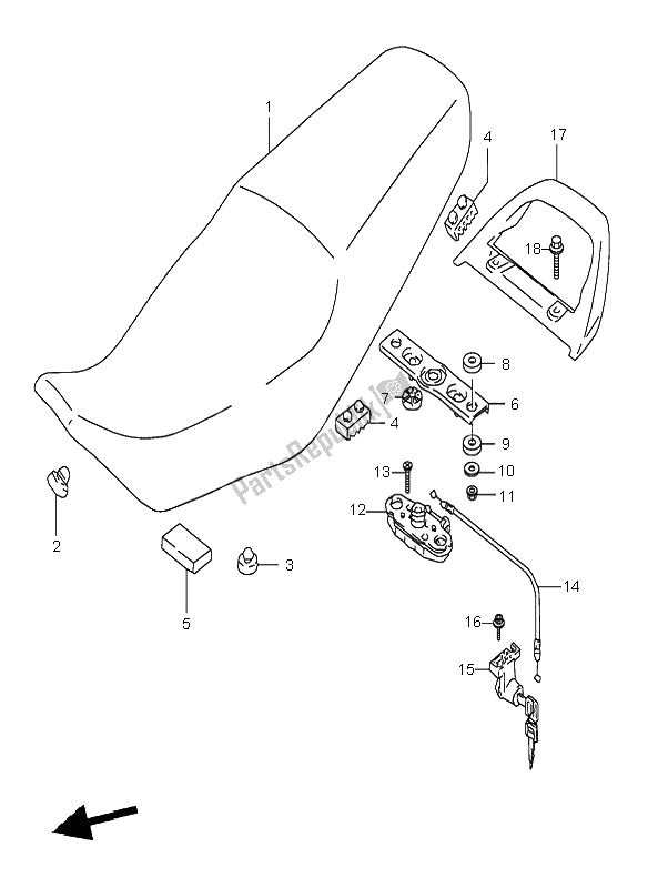 All parts for the Seat of the Suzuki GS 500E 1995