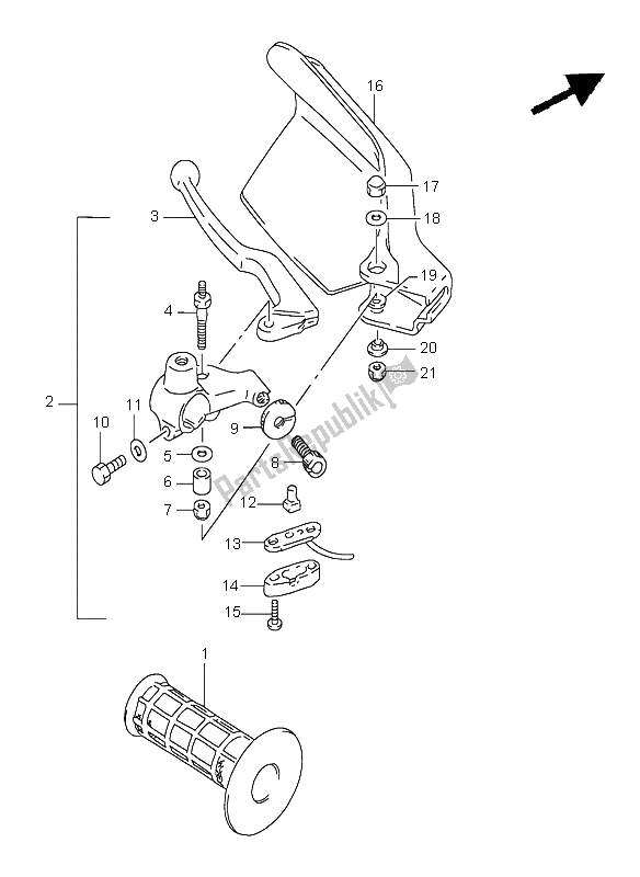 All parts for the Left Handle Lever of the Suzuki DR 650 SE 1999