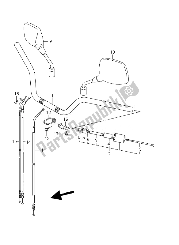 Tutte le parti per il Manubrio del Suzuki DL 650A V Strom 2010