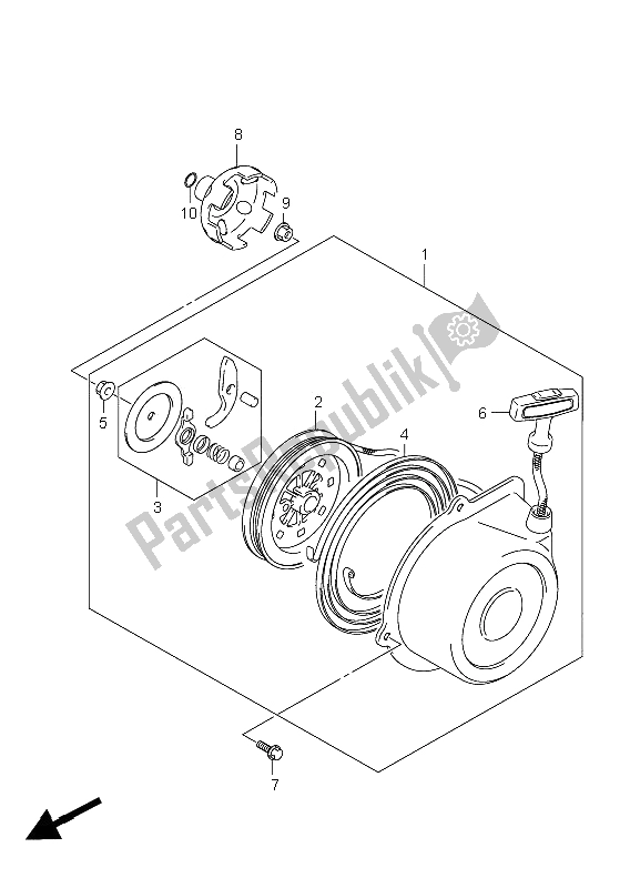 Toutes les pièces pour le Démarreur à Rappel du Suzuki LT A 450X Kingquad 4X4 Limited 2008