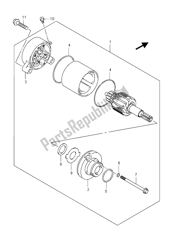 All parts for the Starting Motor of the Suzuki LT Z 90 Quadsport 2015