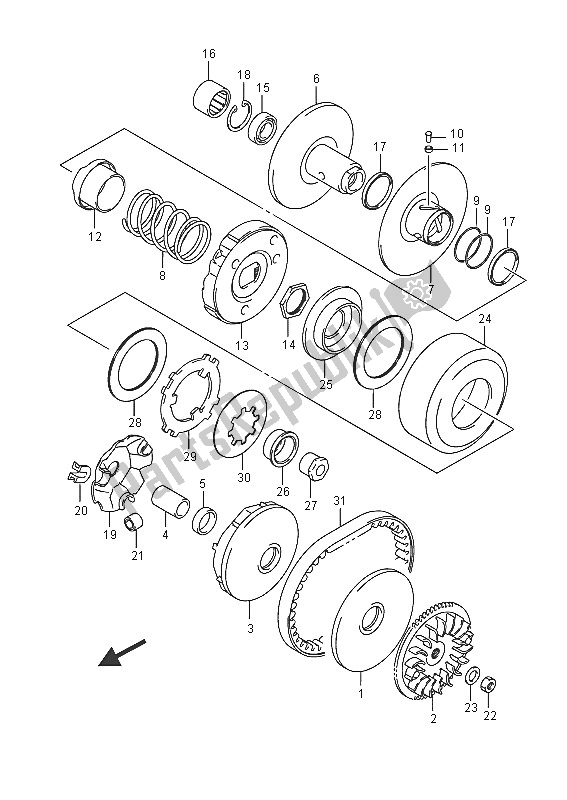 All parts for the Transmission (1) of the Suzuki LT Z 90 Quadsport 2016