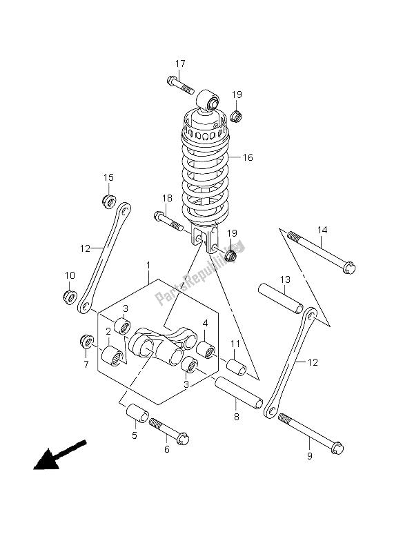 All parts for the Rear Cushion Lever of the Suzuki GSX 650 FA 2009