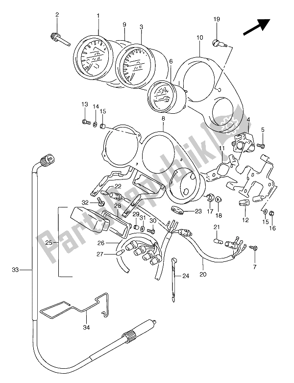 All parts for the Speedometer & Tachometer of the Suzuki RGV 250 1993