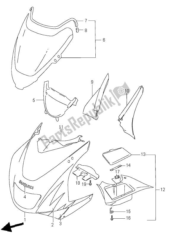 All parts for the Cowling Body of the Suzuki RF 900R 1997