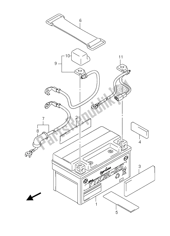 All parts for the Battery of the Suzuki LT Z 90 4T Quadsport 2008