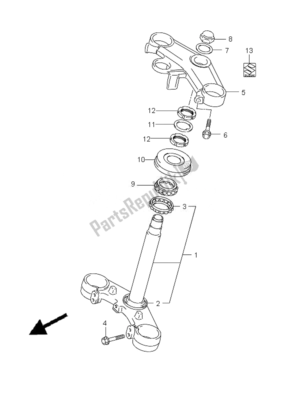 Tutte le parti per il Gambo Dello Sterzo del Suzuki SV 650 SA 2010