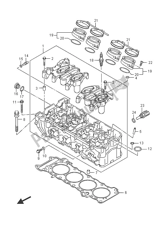 All parts for the Cylinder Head of the Suzuki GSX R 600 2016