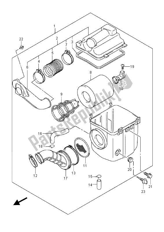 All parts for the Air Cleaner (lt-f400f) of the Suzuki LT F 400 FZ Kingquad FSI 4X4 2014