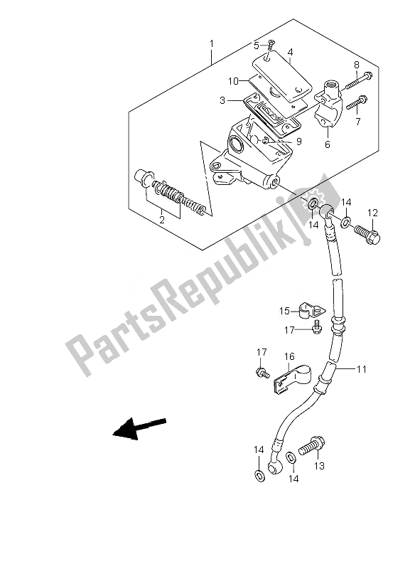 All parts for the Front Master Cylinder (gs500h-hu) of the Suzuki GS 500 EF 2007