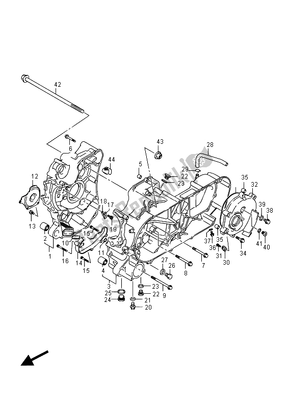 All parts for the Crankcase (an400za E19) of the Suzuki Burgman AN 400 AZA 2015