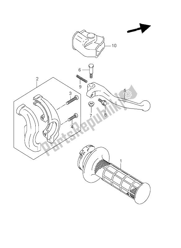 Tutte le parti per il Leva Maniglia Destra (e1) del Suzuki DR Z 400E 2003