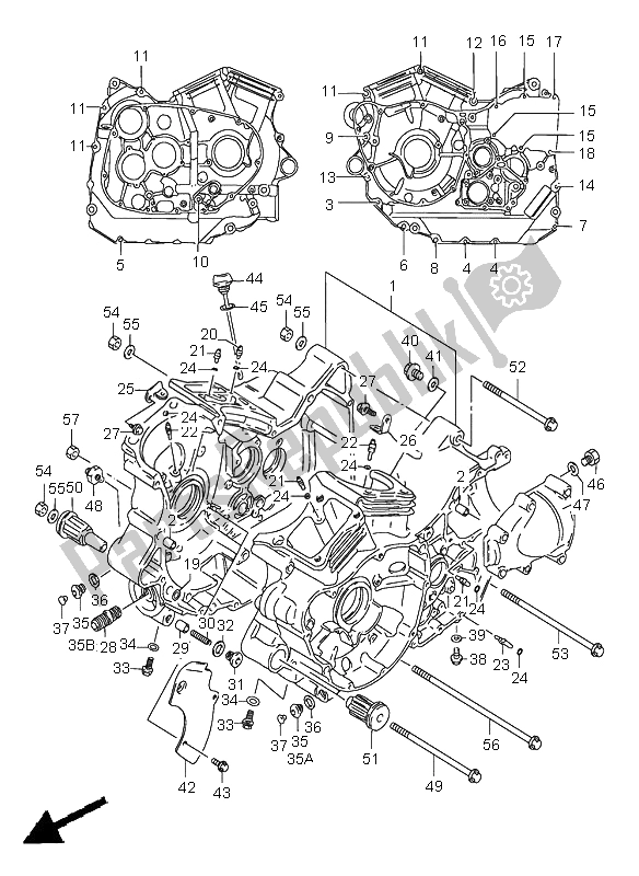 Todas as partes de Bloco Do Motor do Suzuki VS 1400 Intruder 2001