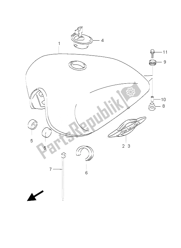 All parts for the Fuel Tank of the Suzuki GZ 250 Marauder 2007