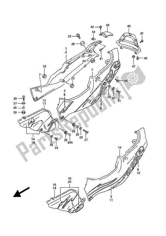 Tutte le parti per il Copertura Del Telaio del Suzuki GSX R 750W 1993