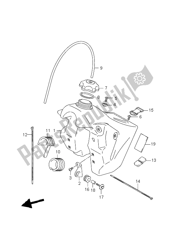 All parts for the Fuel Tank of the Suzuki RM 125 2008