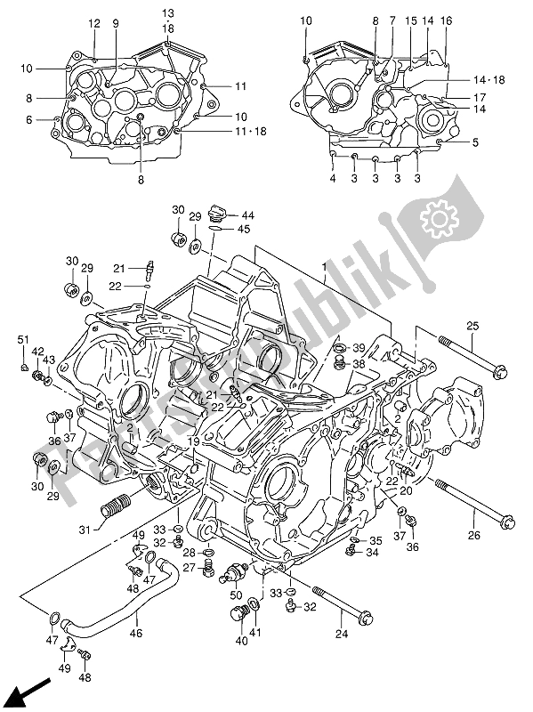 All parts for the Crankcase of the Suzuki VS 800 GL Intruder 1994